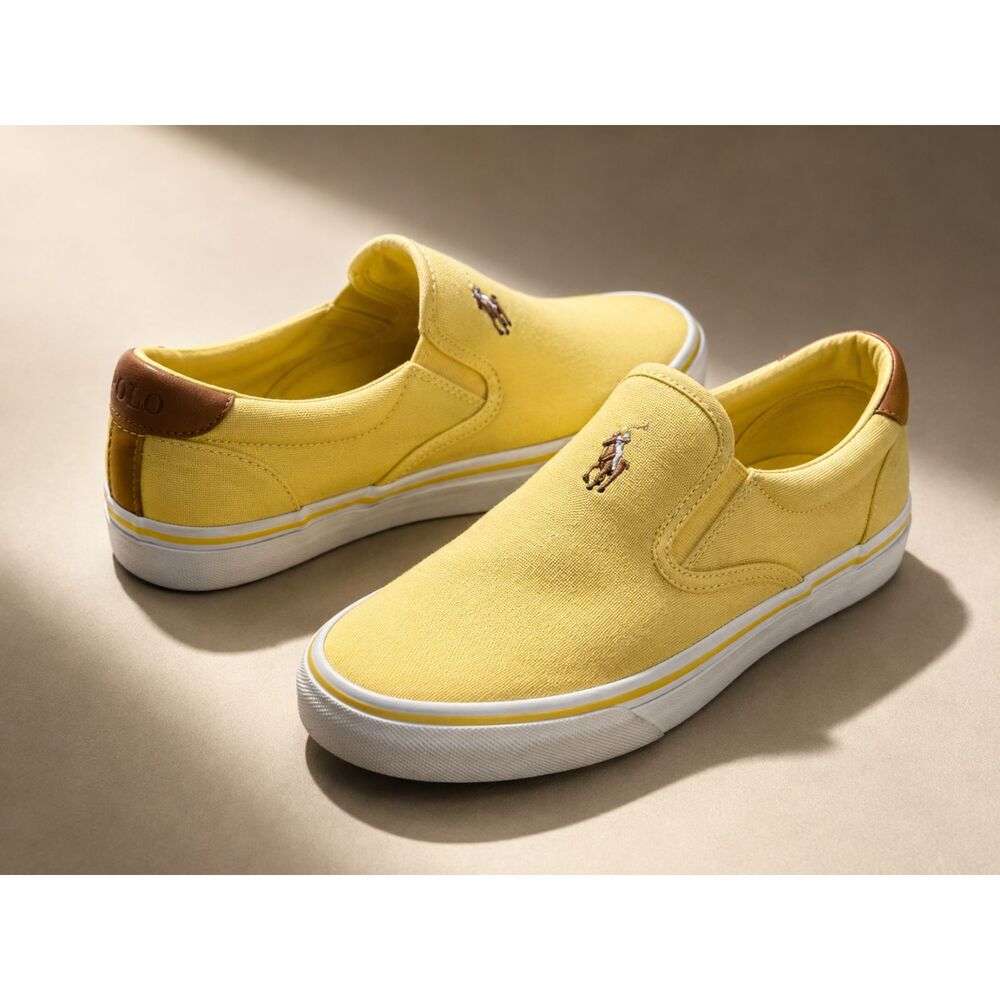 Polo Ralph Lauren Thompson Yellow Canvas Slip-On Sneakers Men’s 10D